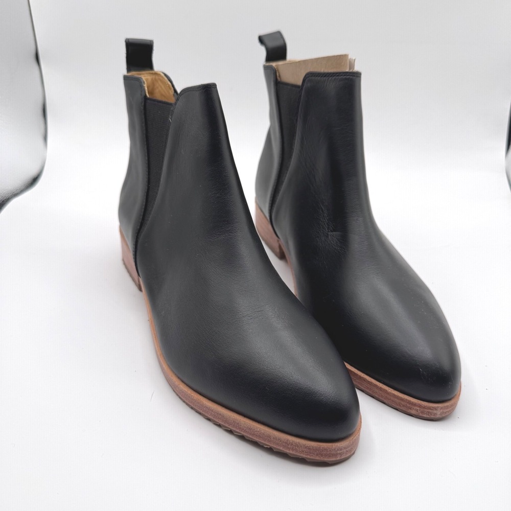 Nisolo Women 8.5 Black Eva Everyday Leather Chelsea Ankle Boots Water Resistant